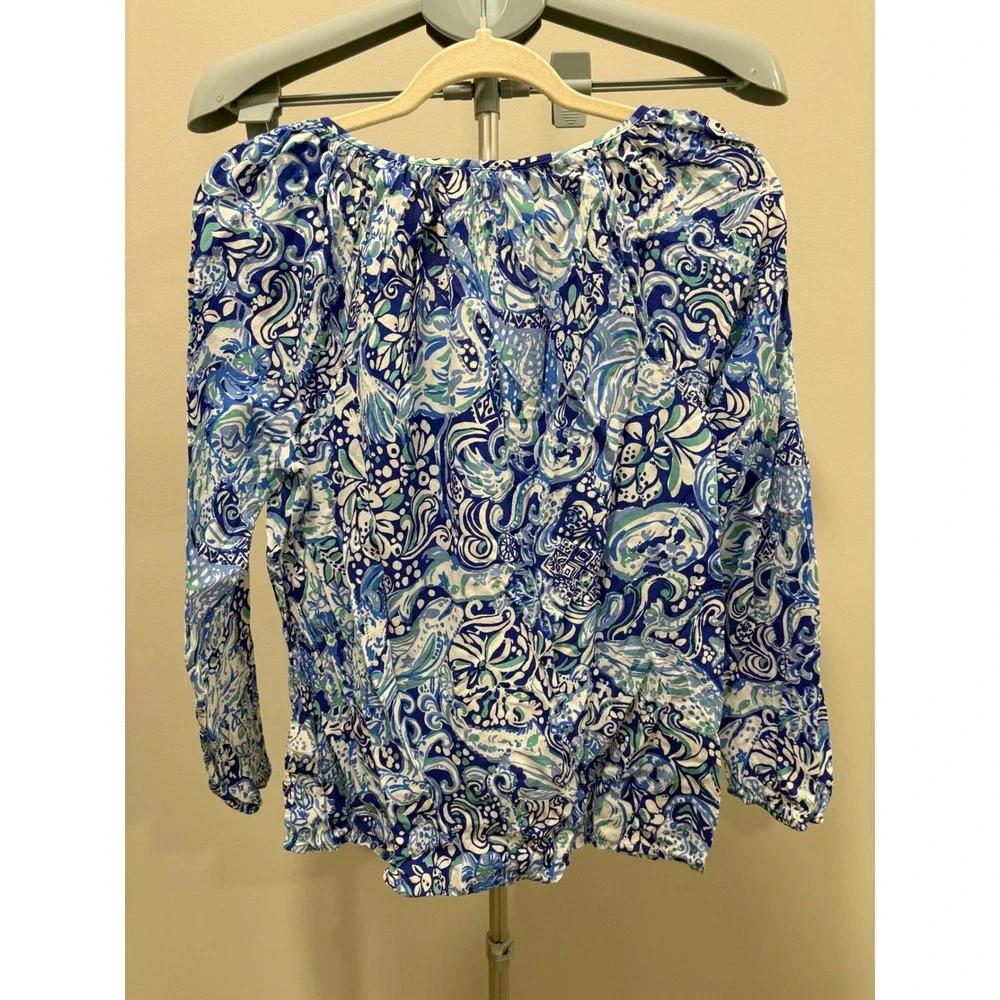 Lilly Pulitzer Willa Top Royal Purple 60 Animals Size Medium Long Sleeve Blouse
